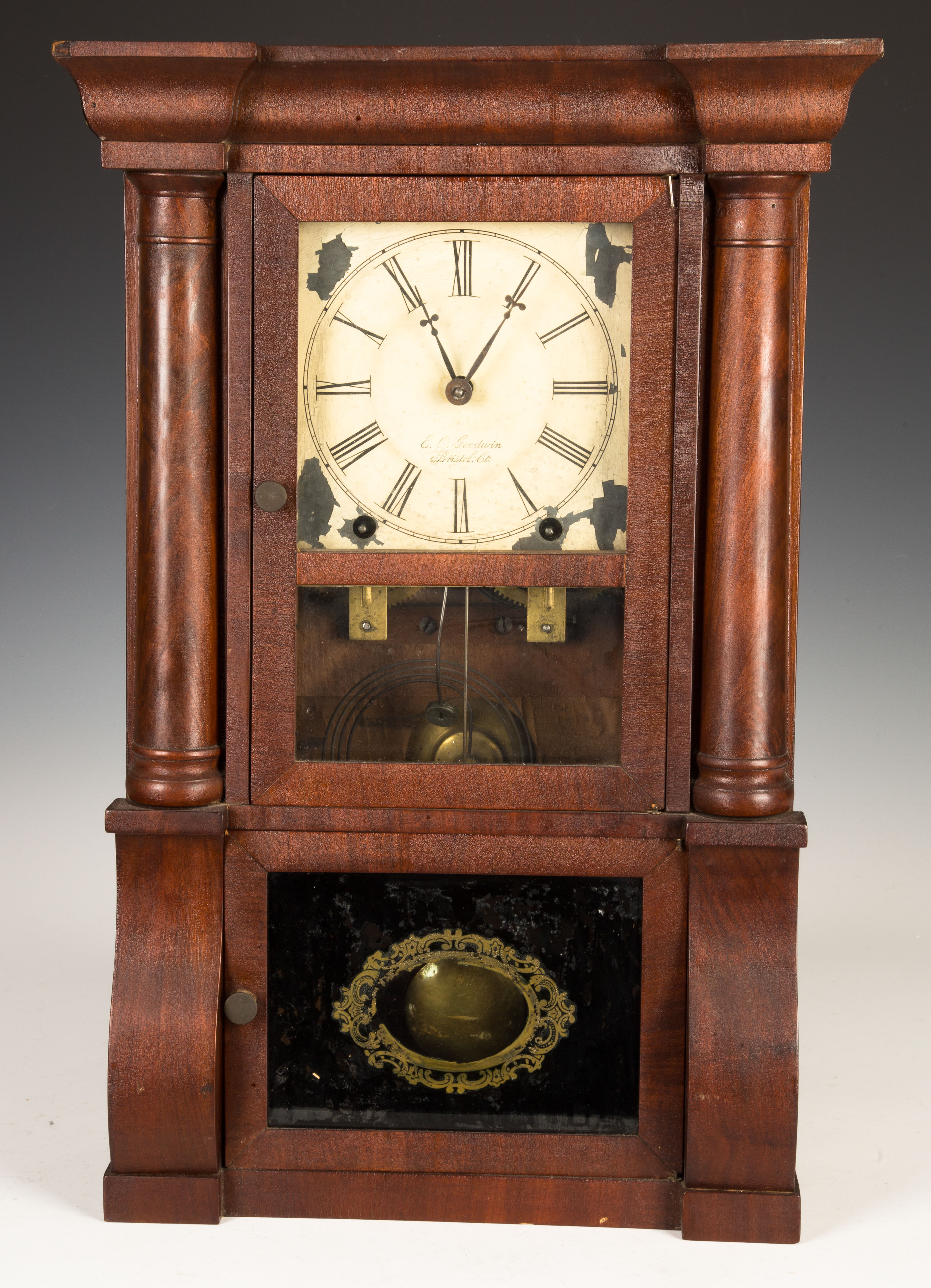 Appraisal: Miniature E O Goodwin Shelf Clock Mahogany original finish small