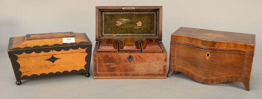 Appraisal: Three boxes one with triple compartments lengths in in in