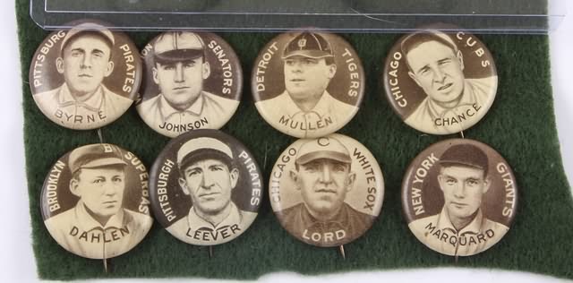 Appraisal: Grouping of eight Sweet Caporal P- Baseball Pins Pins include