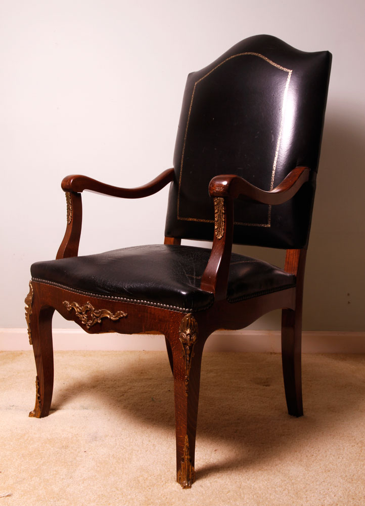 Appraisal: - Louis XVI Style Armchair Louis XVI style armchair with