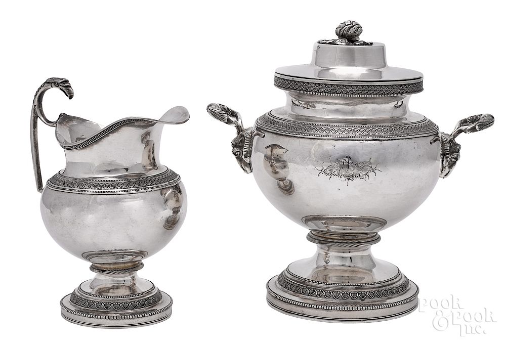 Appraisal: Philadelphia coin silver sugar and creamer Exclusive on Bidsquare Philadelphia