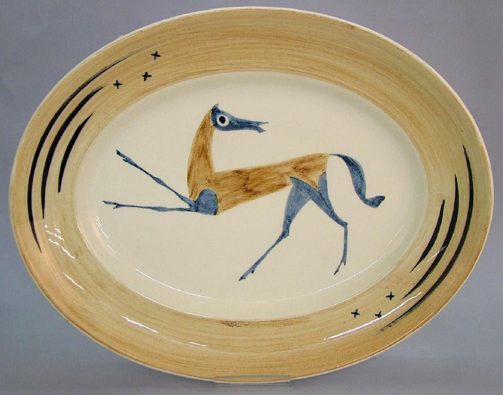 Appraisal: Cheval' Bizarre oval platter designed by John Armstrong circa wide