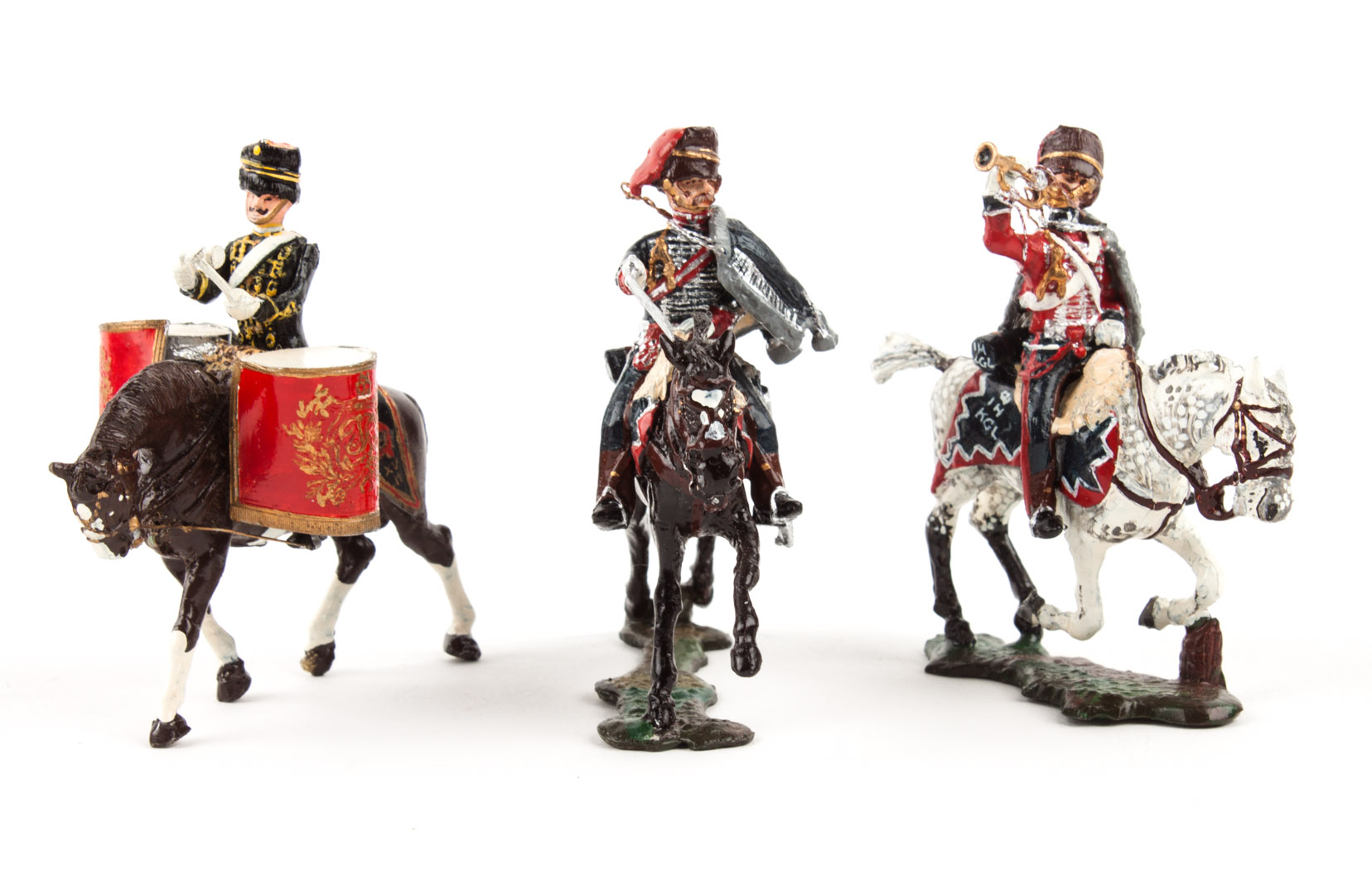 Appraisal: Three mounted and painted lead figures by All the Queen's