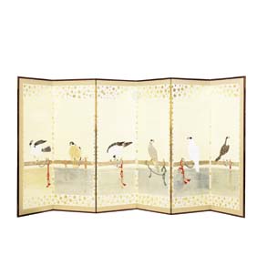 Appraisal: ANTIQUE JAPANESE SIX-PANEL SCREEN Very finely detailed and unusual antique