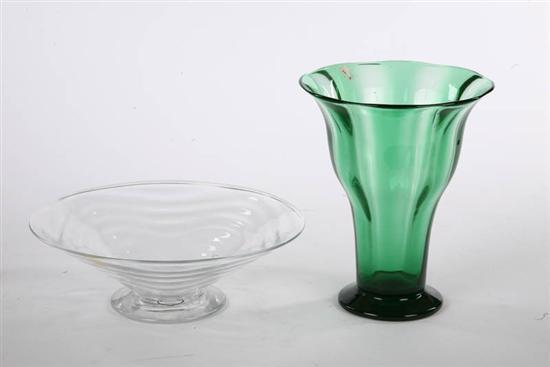 Appraisal: TWO PIECES OF GLASS Both are signed Webb Green vase