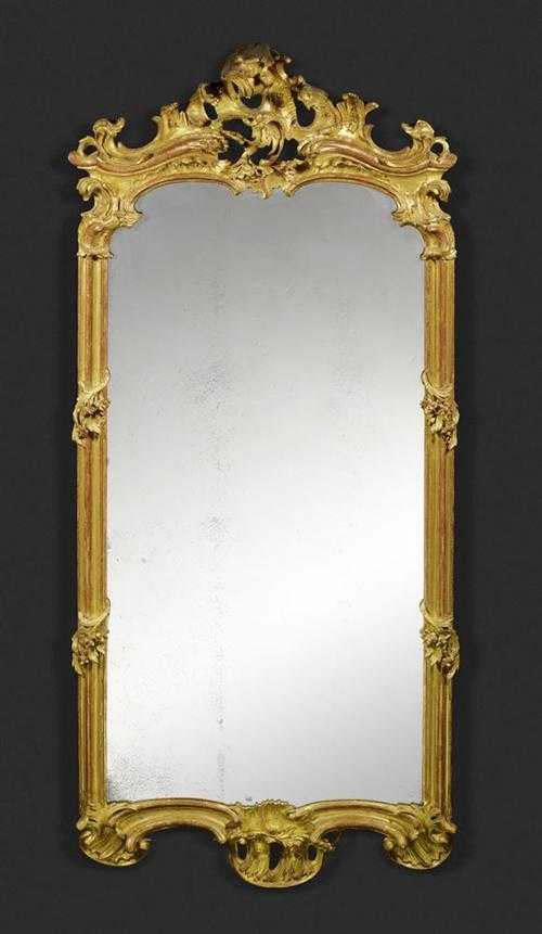 Appraisal: PIERCED AND CARVED GILTWOOD MIRROR Louis XV France th century