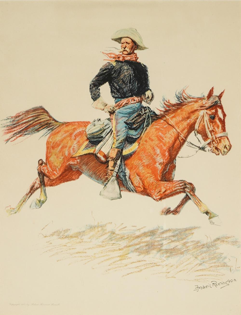 Appraisal: FREDRICK REMINGTON LITHOGRAPHlithograph in colors matted and framed under acrylic