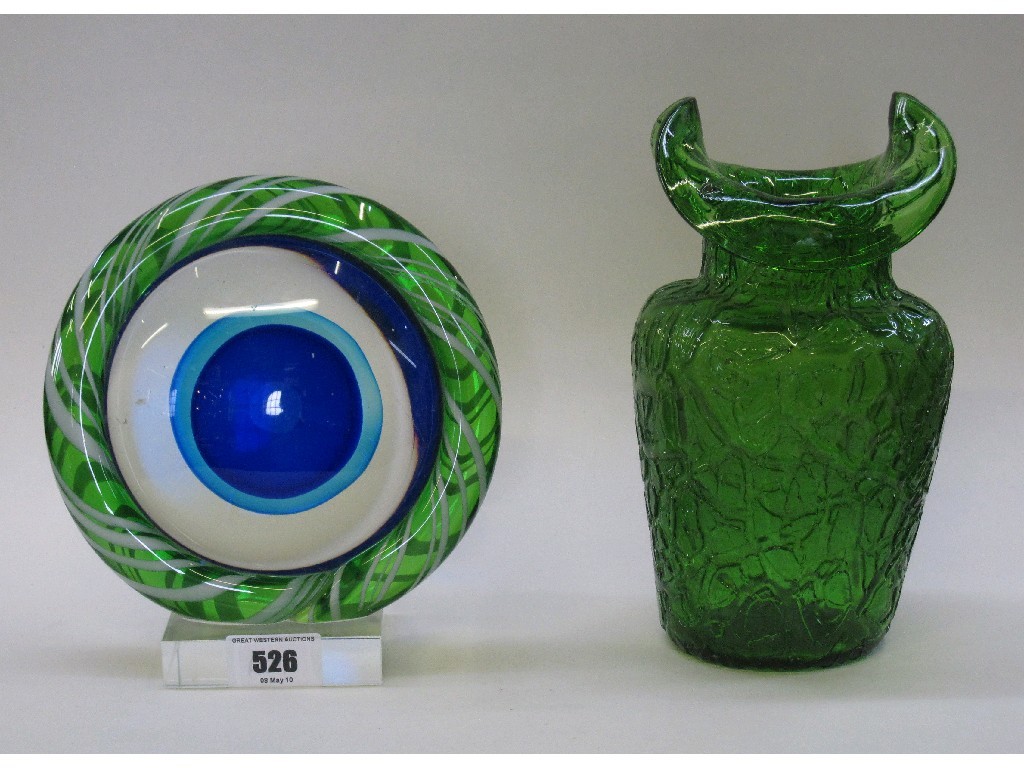 Appraisal: Art glass sculpture 'Peacock Eye' and an Art Nouveau style