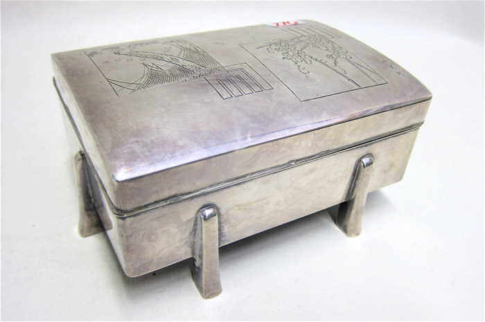 Appraisal: JAPANESE PURE SILVER JEWELRY BOX lined in wood and having