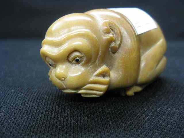 Appraisal: Chinese Carved Nut Netsuke of a Monkey deep in thought