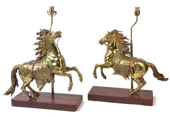 Appraisal: Sale Lot A Pair of Gilt Bronze Horses each in