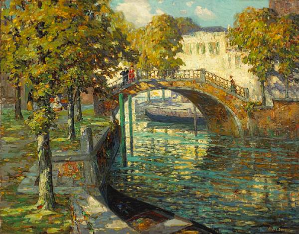 Appraisal: Ossip L Linde American - Canal scene signed 'Ossip L