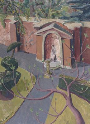 Appraisal: Priscilla Hanbury - A walled garden with a statue in