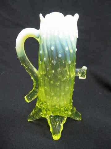 Appraisal: Northwood Vaseline Opalescent Town Pump Vase '' excellent