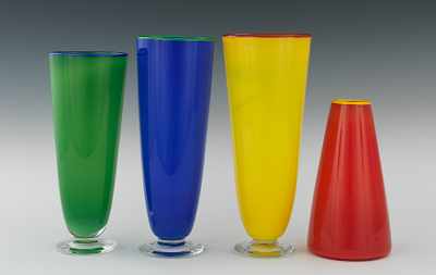 Appraisal: A Set of Four Contemporary Studio Glass Vessels by John