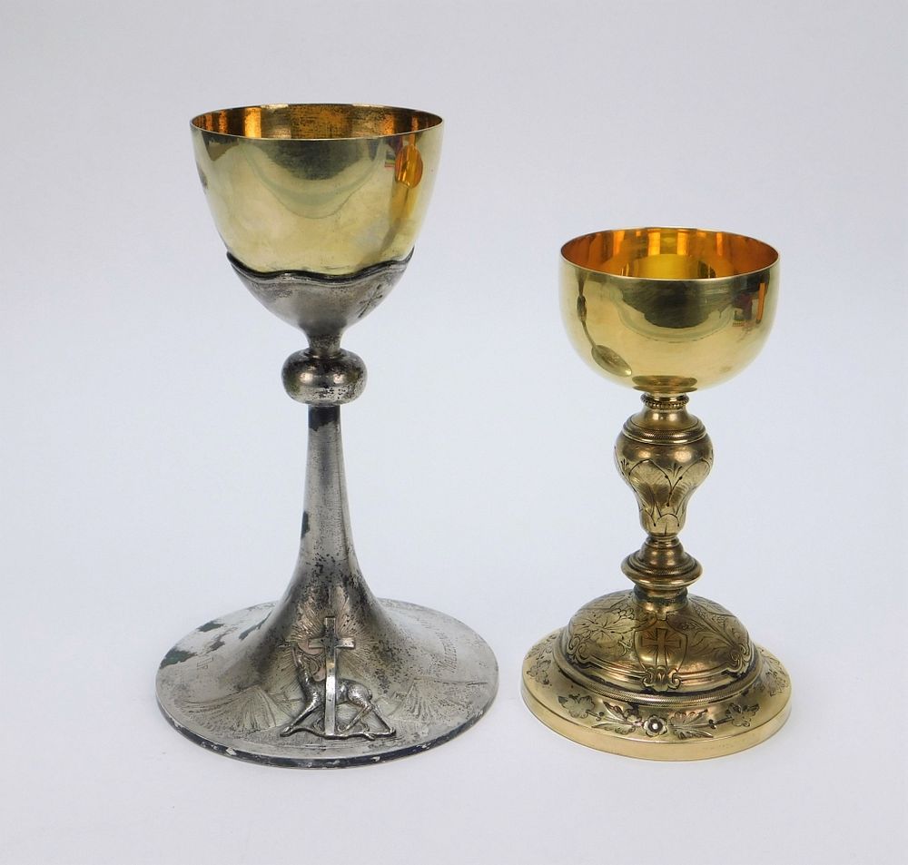 Appraisal: PC Communion Chalice Group Europe Early th Century Includes one