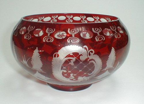 Appraisal: A late thC Bohemian ruby flashed glass bowl acid etched