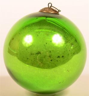 Appraisal: Green Blown Glass Ball Form German Kugel - diam