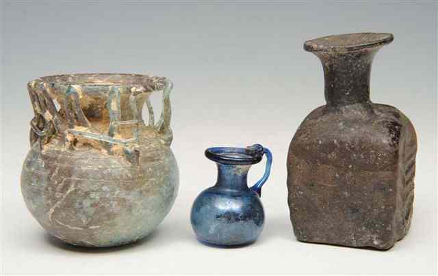 Appraisal: A COLLECTION OF THREE PIECES OF ROMAN GLASS TO INCLUDE