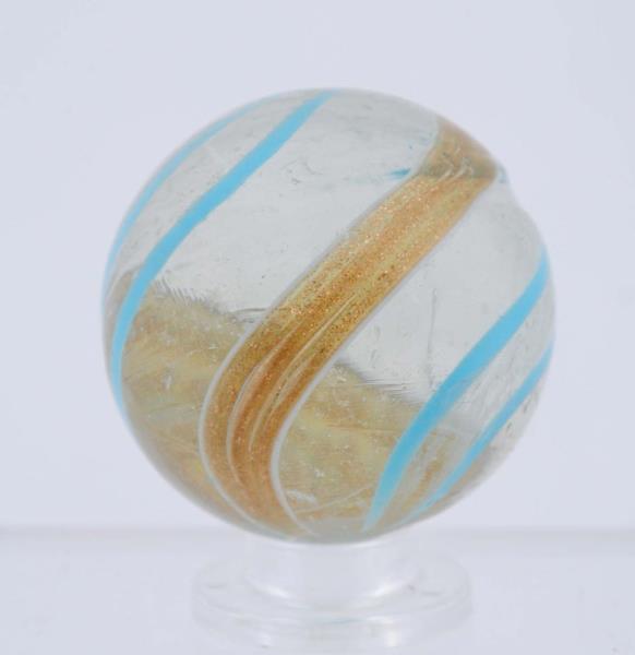 Appraisal: Large Banded Lutz Marble Clear base with baby blue bands