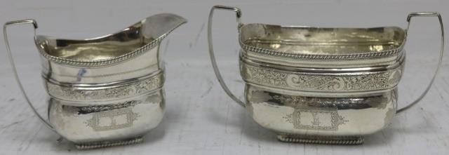 Appraisal: TH C COIN SILVER SUGAR AND CREAMER BY WILLIAMTHOMPSON NY