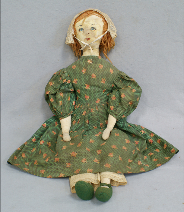 Appraisal: Oilcloth and linen folk art doll h Estimate -