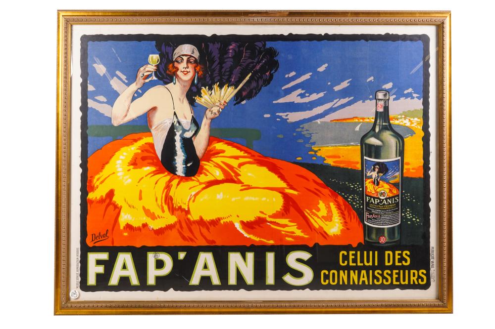 Appraisal: DELVAL FAP' ANIS FRENCH ADVERTISING POSTER th century x inches