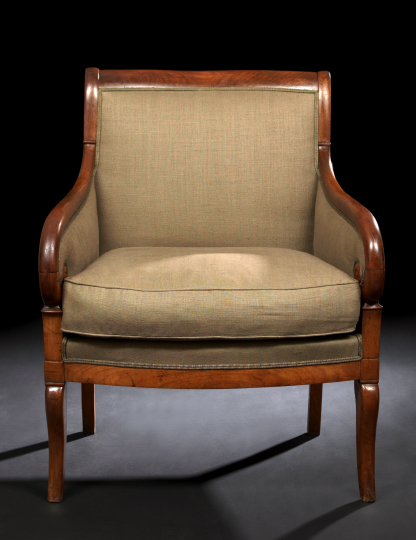 Appraisal: Restauration Walnut Bergere mid- th century the padded rectangular back