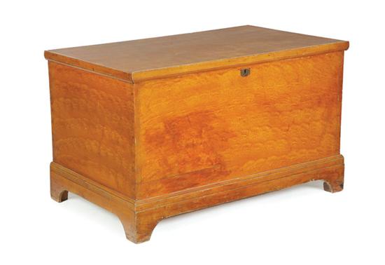 Appraisal: DECORATED BLANKET CHEST American th century pine and poplar Dovetailed