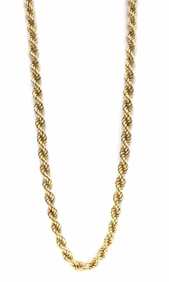 Appraisal: A Karat Yellow Gold Rope Chain Necklace in a double