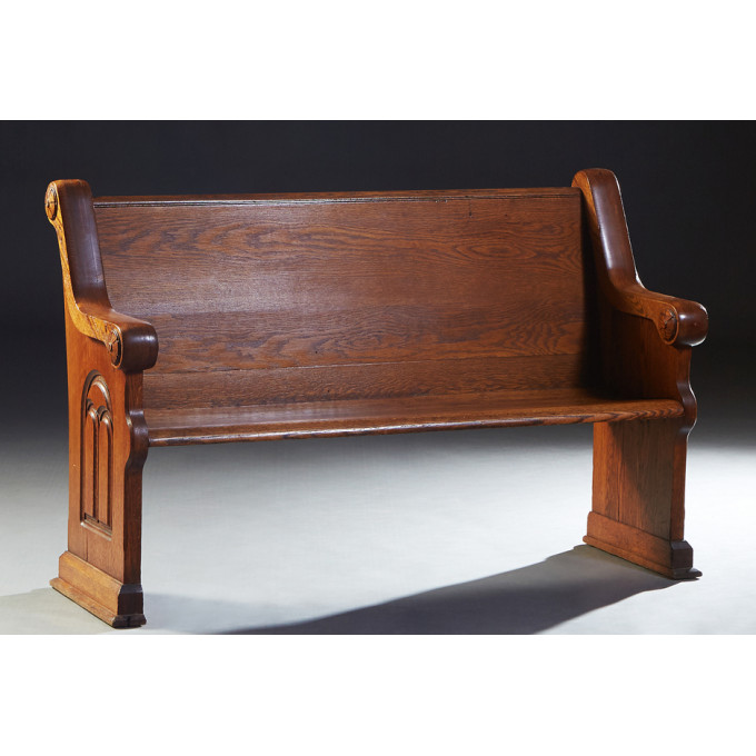 Appraisal: American Carved Oak Church Pew late th c the back