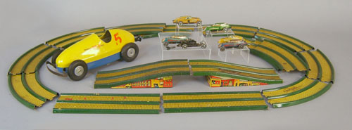 Appraisal: Marx tin lithograph speedway race track mid th c with