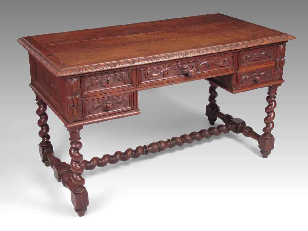 Appraisal: th C BELGIAN OR FRENCH OAK WRITING TABLE Continental drawer