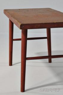 Appraisal: Shaker Red-stained Bench Canterbury New Hampshire th century pine top