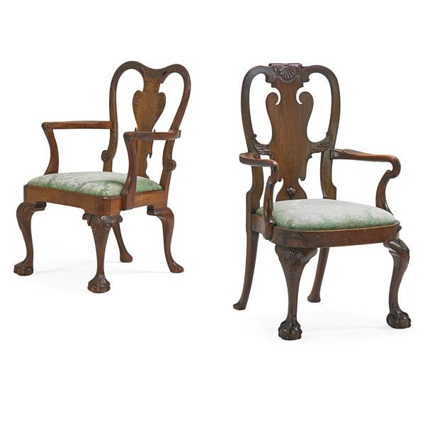 Appraisal: TWO GEORGIAN OPEN ARMCHAIRS Condition Report