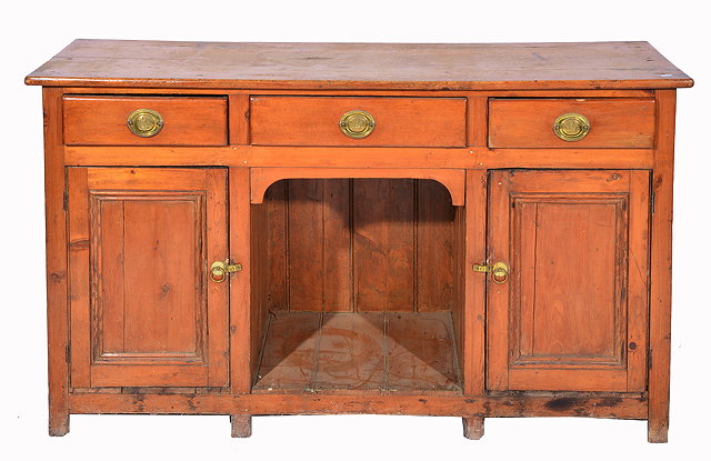 Appraisal: A TH CENTURY PINE DRESSER BASE with three drawers over