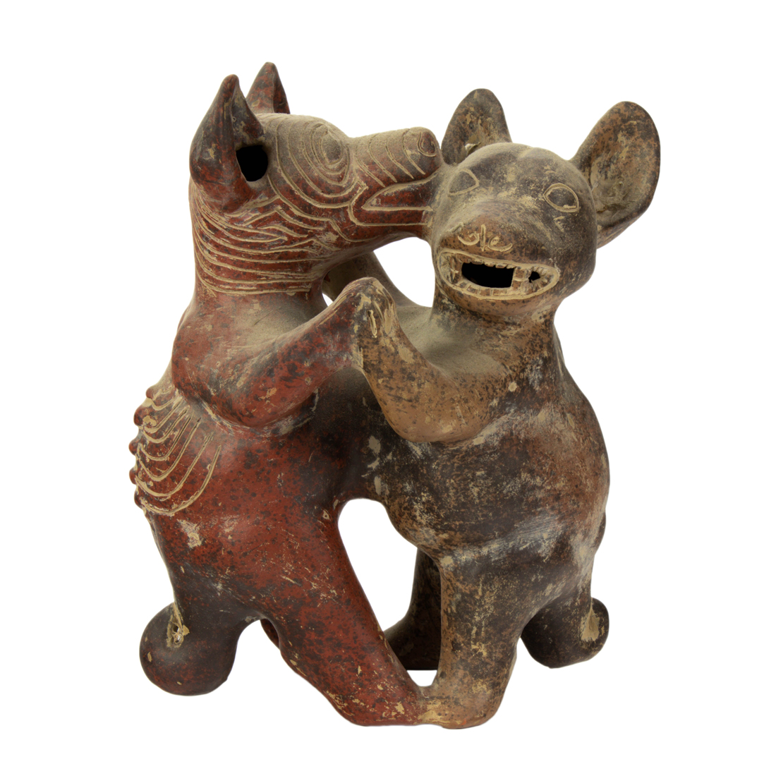 Appraisal: A PRE COLUMBIAN STYLE CERAMIC FIGURAL GROUP OF DANCING DOGS