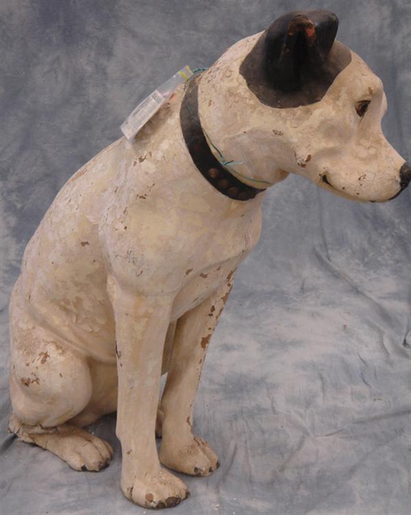 Appraisal: Paper mache Nipper store display considerable paint loss other damage