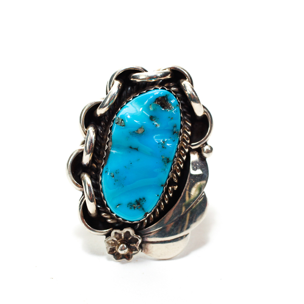 Appraisal: Vintage Native American Indian sterling silver ring with turquoise stone