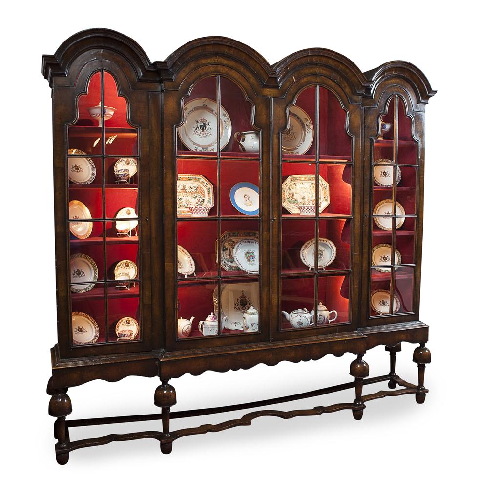 Appraisal: WALNUT DISPLAY CABINET EARLY TH CENTURY of Queen Anne style