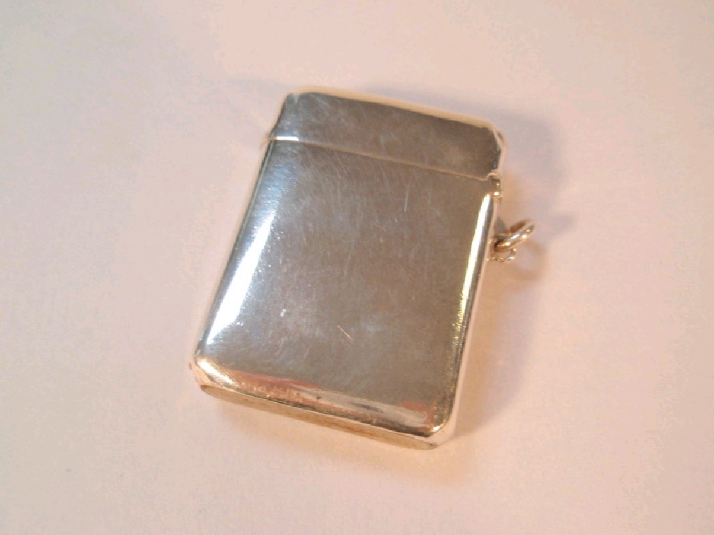 Appraisal: A George V silver vesta case of plain oblong form