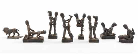 Appraisal: A Set of Seven Bronze Erotic Figural Groups together with