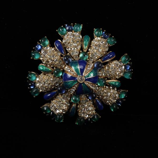 Appraisal: Ciner enamel and pave floral pin brooch