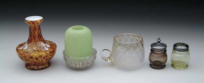 Appraisal: LOT OF FIVE VICTORIAN GLASS ITEMS - pomona punch cup