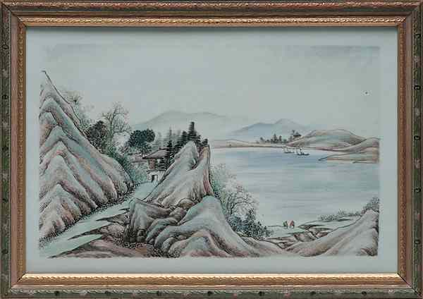 Appraisal: Chinese Porcelain Plaque Chinese a painted porcelain plaque depicting figures