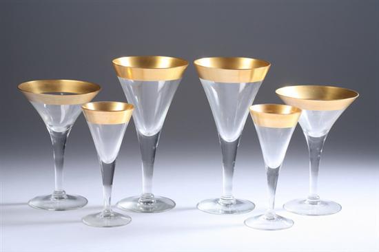 Appraisal: -PIECE GILT-RIMMED GLASS STEMWARE SERVICE Including nine wine ten champagne