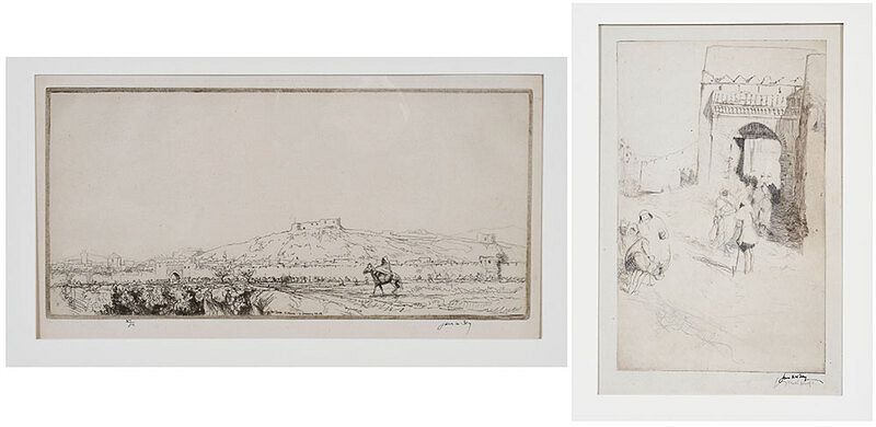 Appraisal: James McBey Scottish - Two Tetuan Morocco etchings Road Menders