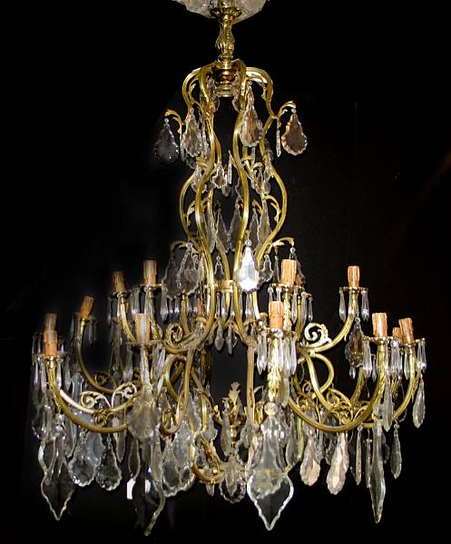 Appraisal: A Louis XV style gilt bronze eighteen light chandelier height