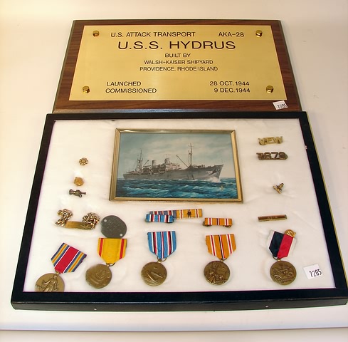 Appraisal: Lot consisting of US WWII Campaign medals misc insignia dog