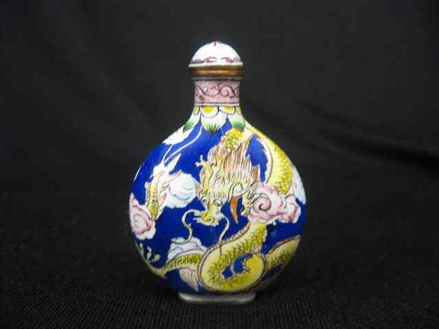 Appraisal: Chinese Peking Enamel Snuff Bottle dragon decor '' excellent